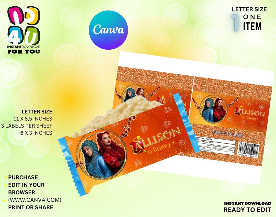 Usv Canady Rapper Birthday Party Candy Wrapper Editable, Party Editable Rice Krispy ...