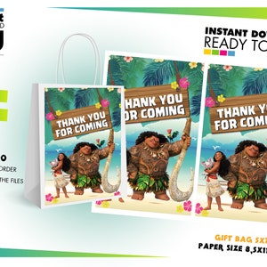 Moana Birthday Party Gift bag labels, Moana Printable Labels, Baby Moana Birthday gift bag, kids gift labels, Instant Download