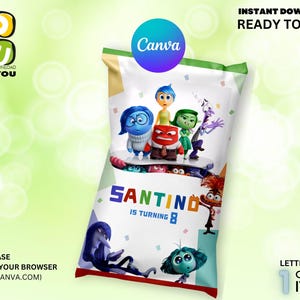 Birthday Party Chip Bag Editable, Party Favors Editable, Editable Canva Chip Bag Wrapper