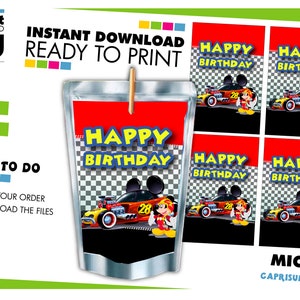 Étiquette Mickey Mouse Capri Sun, étiquette de pochette de jus numérique pour fête d'anniversaire Mickey Mouse, étiquette de boisson Mickey Mouse, téléchargement immédiat