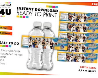 Etiqueta para botella de agua de baloncesto, etiqueta para botella de baloncesto, obsequios de baloncesto, obsequios de fiesta, DESCARGA INSTANTÁNEA