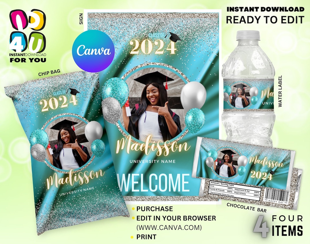 Graduation Party Favors Editable Bundle With Picture, Grad Party Favors ...