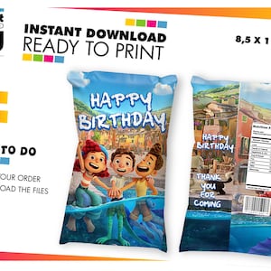Luca birthday Chip Bag, Luca Chip Bag Label, Luca Chip Label, Luca Birthday favor, Luca printable supplies, INSTANT DOWNLOAD