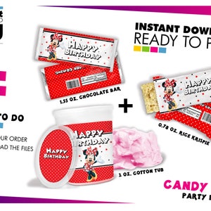 Minnie Mouse Red Candy Bar Bundle labels, Minnie Red Candy bar labels, Minnie Mouse Red Bar Wrapper Label, INSTANT DOWNLOAD