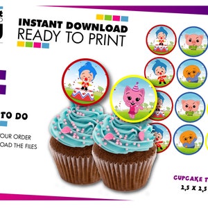 Décoration pour cupcakes Plim Plim. Étiquettes de fête d&#39;anniversaire Payaso Plim Plim. Étiquettes Plim Plim pour cupcakes. Toppers imprimables Plim Plim. Téléchargement instantané