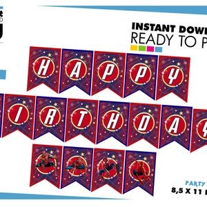 Spiderman Birthday Banner, Spiderman party banner, Spider man party decorations, Spiderman printables, Spiderman supplies