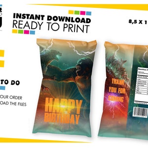 Monster Chip Bag label, Monster Party chip bag+Chip Bag Label, Monster party favor label, Monster party favors, Digital Instant Download