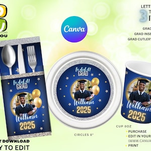 Class of 2025 Graduation Dinner Editable Pack, Grad Decoration Editable Bundle