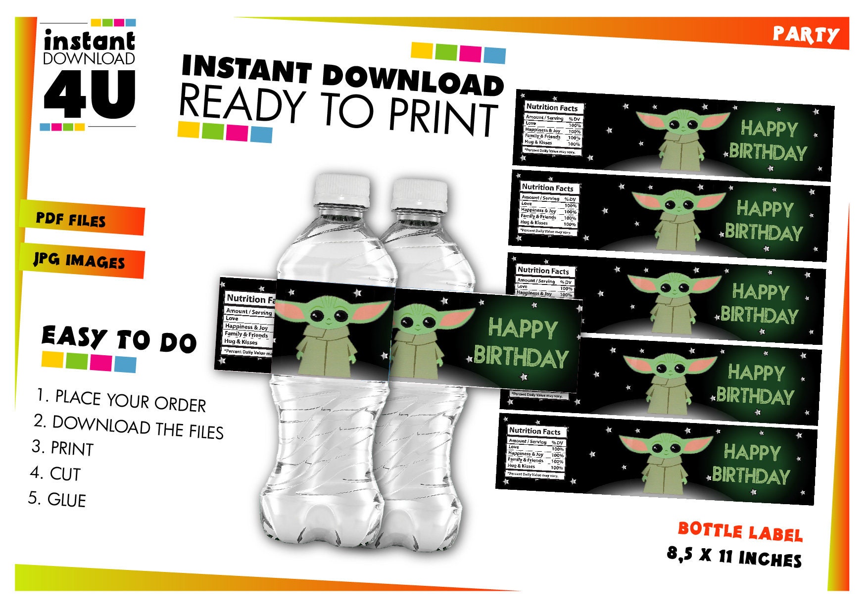 Baby Yoda Water Bottle Label Yoda Water Label Baby Yoda Etsy Singapore