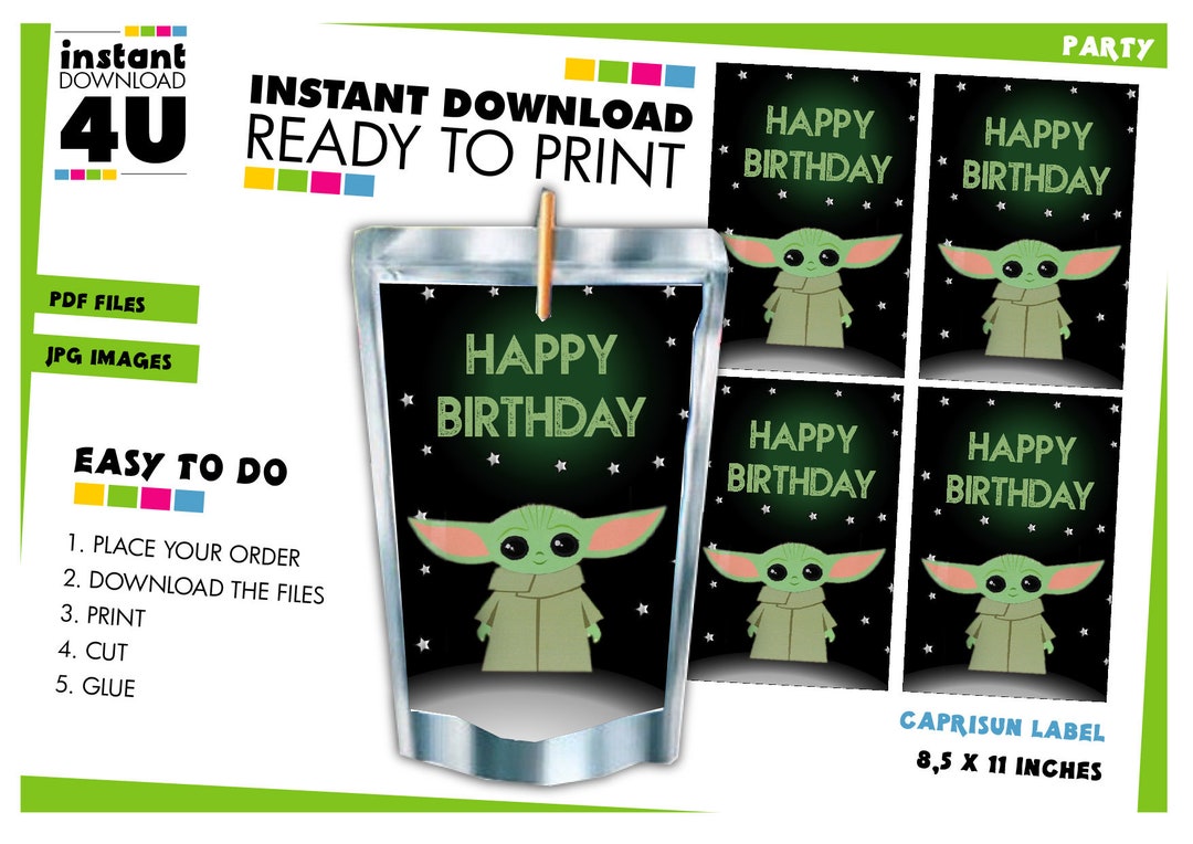 Baby Yoda Juice Labels, Baby Yoda Capri Sun Label, Yoda Juice Label ...