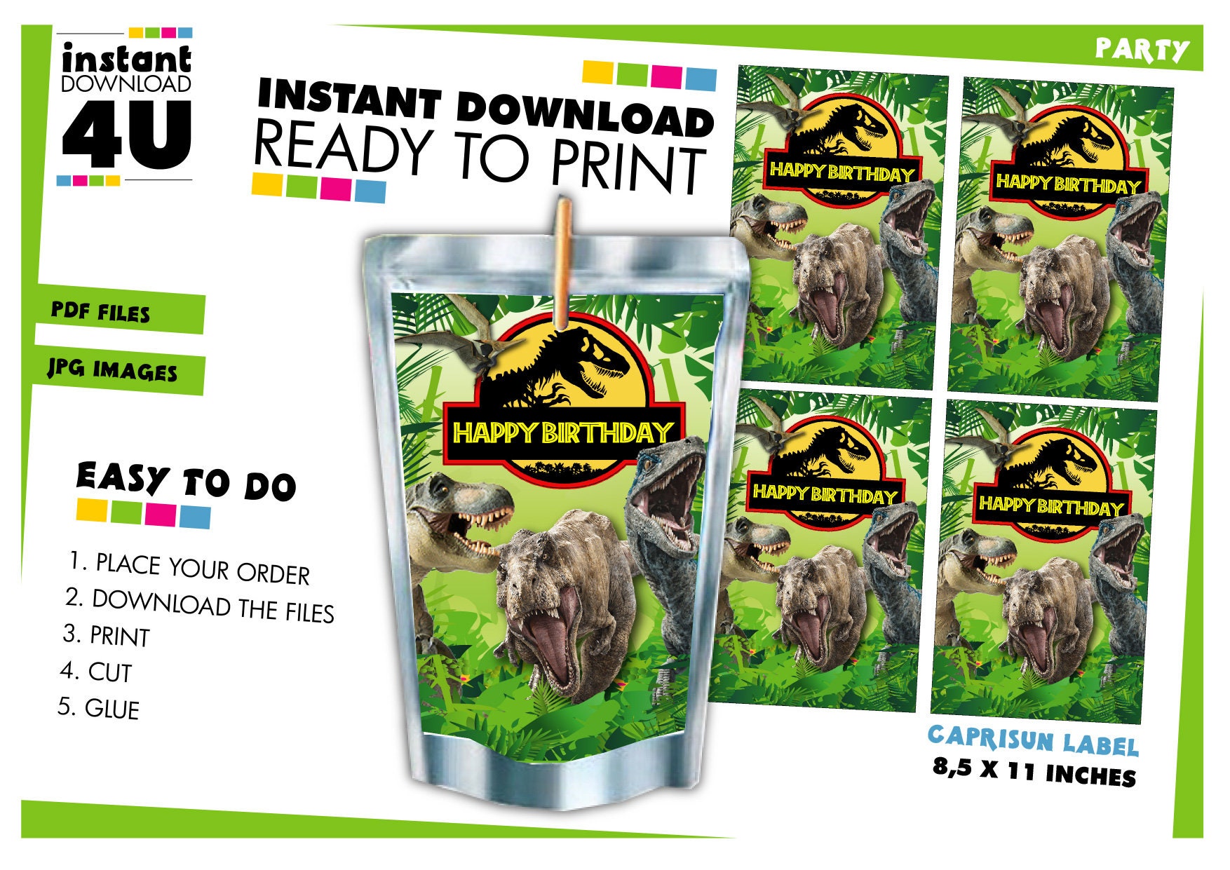 Jurassic Park Juice Labels Dinosaur Capri Sun Label Dinosaur | Etsy