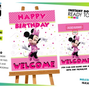 Minnie Welcome Sign, Party Minnie Mouse Welcome Poster, Printable digital download, Mouse Birthday party, Minnie Welcome Poster