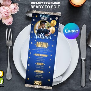 Edytowalne menu zdjęć ukończenia szkoły, menu wydarzenia ukończenia szkoły w 2025 r. Edytowalne