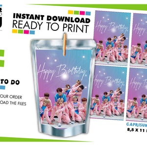 Stray Kids Capri Sun-labels. Label voor Kpop-zakjes voor verdwaalde kinderen. Label verdwaalde sapzak voor kinderen. Kpop-afdrukbare Capri Sun-labels, direct downloaden