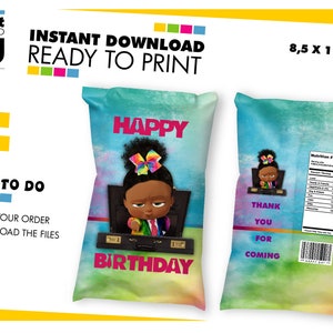 Boss Baby Girl Chip Bag digital Label, Boss Baby party favor label, Boss Baby Birthday Chip Bag, Digital Instant Download