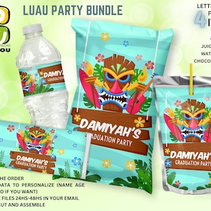 Hawaiian Birthday Party Pack, Luau Custom Party Favors Decoration Pack