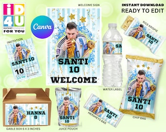 Messi Birthday Party Bundle Editable