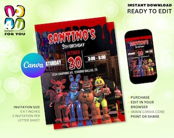 Invito modificabile per Five Nights at Freddy's
