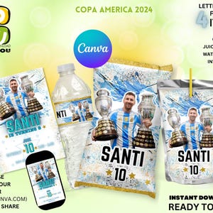 Messi Party Favors Bundle Editable, Argentina editable Decoration labels