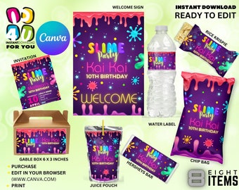 Kit modificabile per la festa di compleanno a tema slime