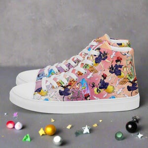 Kiki&#39;s Delivery Service High Top Canvas Sneakers for Women & Girls | Studio Ghibli Anime Inspired Shoes