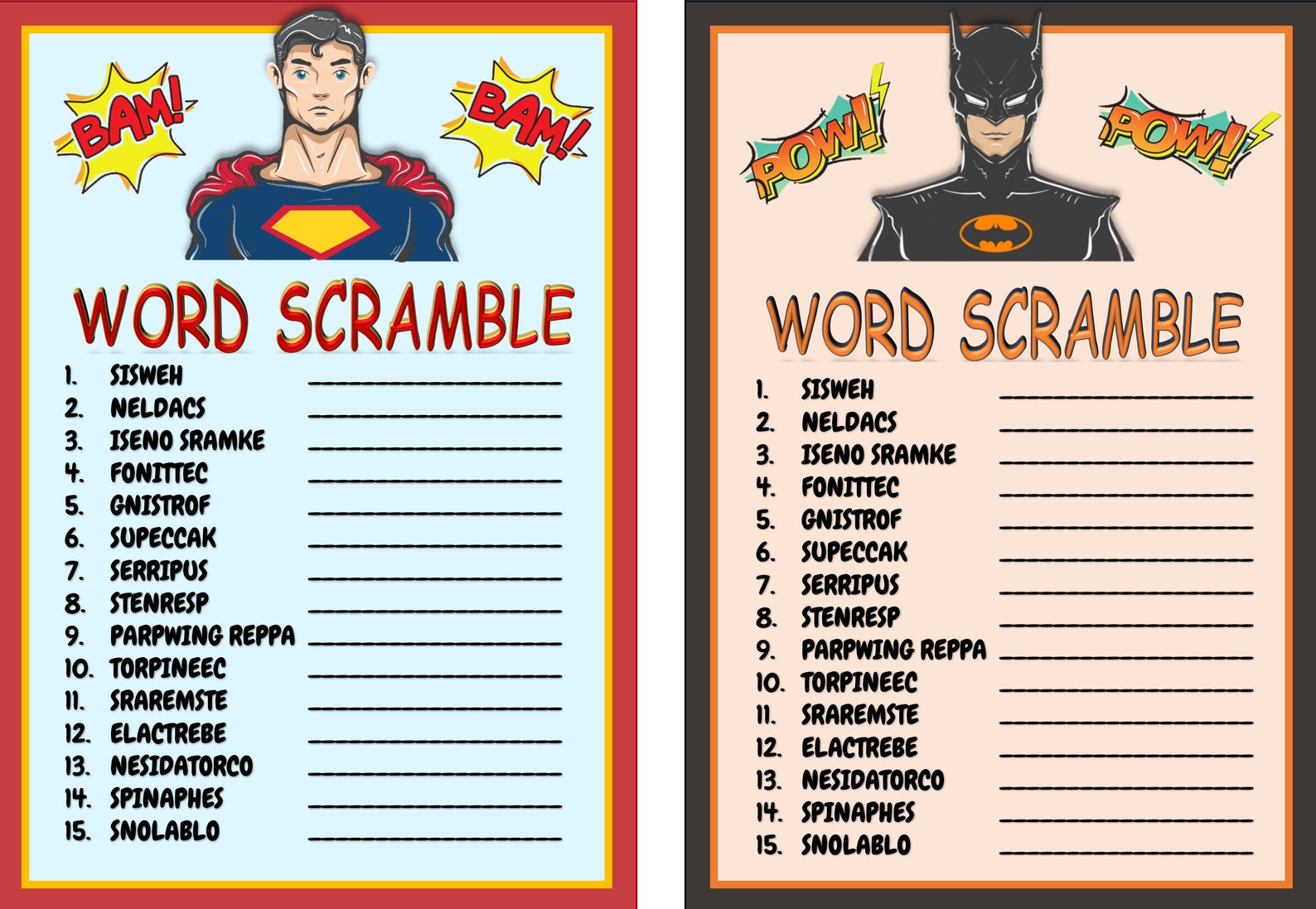 3 in 1 DC Comic Bingo 60 Pre-filled Cards Batman and | Etsy