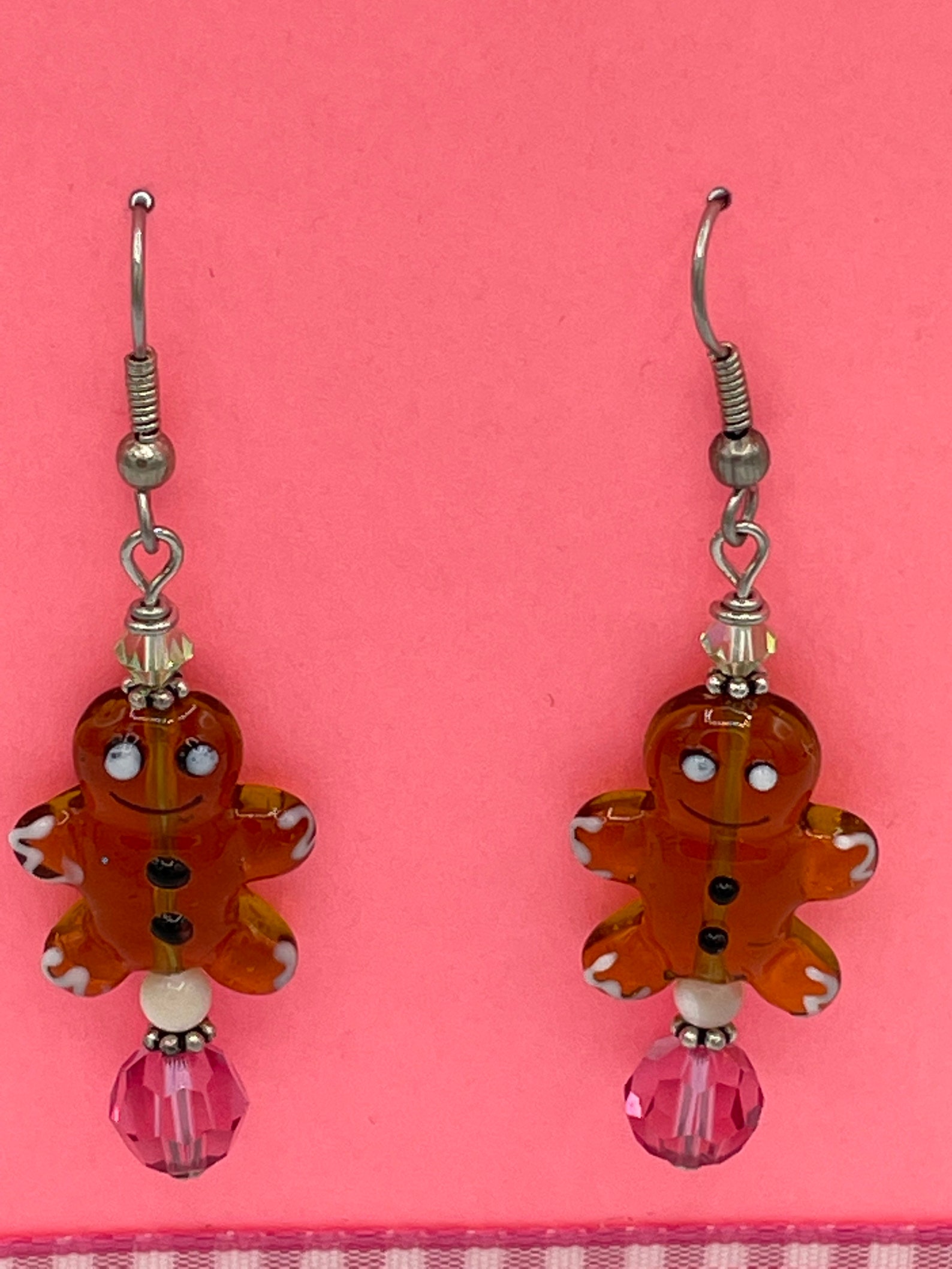 Gingerbread glass bead earrings with Swarovski crystal accent Etsy