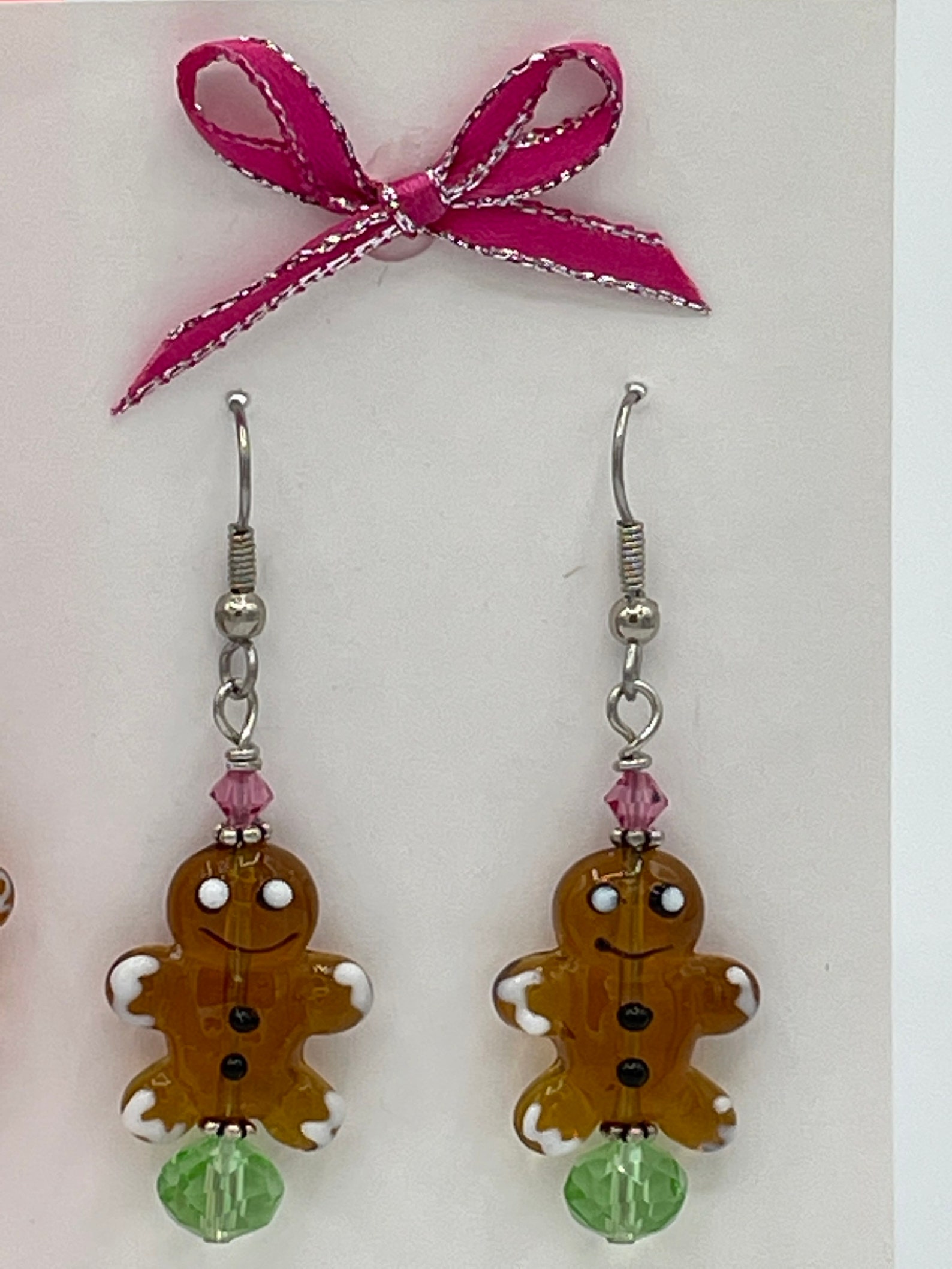 Gingerbread glass bead earrings with Swarovski crystal accent Etsy
