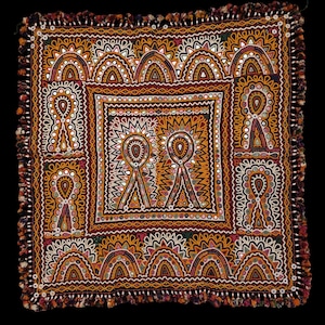 Rabari Embroidered Wall Hanging | Vintage Mirror Work Textile from Gujarat | Boho Tribal Tapestry Art