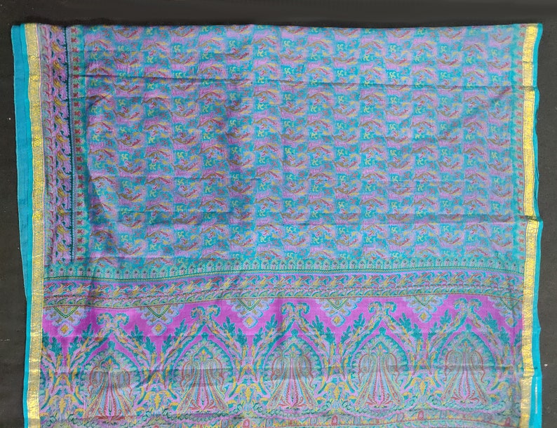5-Yards Saree Vintage saree 100 /% Pure Silk printed saree