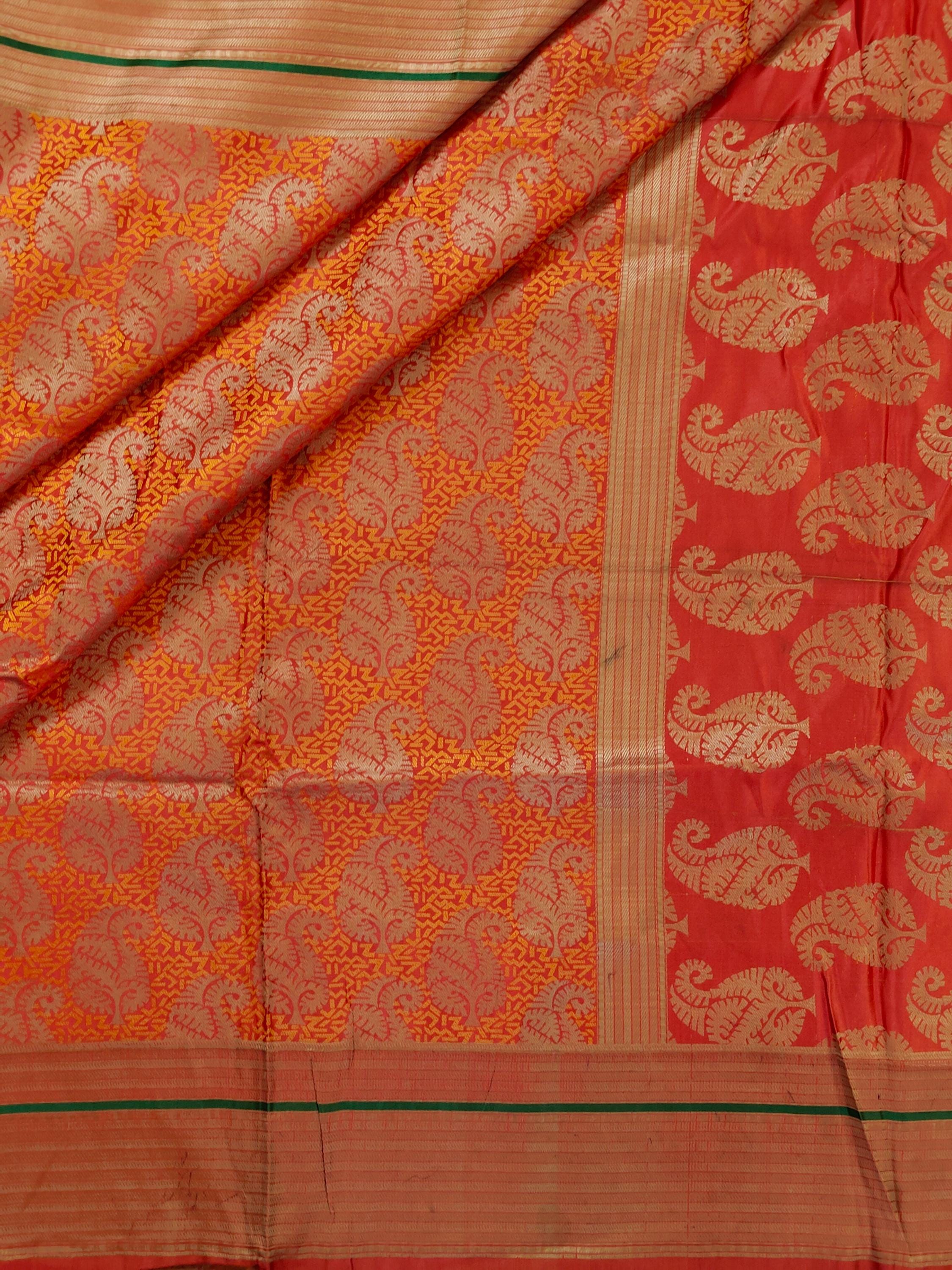 Vintage Brocade Silk Saree | Antique Indian Sari for Textile Art & Upcycling | Collectible Fabric
