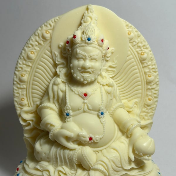 Lord Kubera Hindu God Of Wealth Ivory Nut In Resin Ornament  - Tagua Nut Sculpture  - Dhanpati Custodian Of Wealth Gift