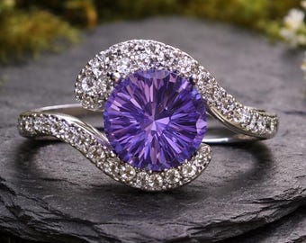 Snake Ring With Amethyst & CZ Accents in 925 Sterling Silver - Adjustable Gothic Serpent Jewellery