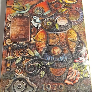 Steampunk Themed Embossed Owl Design Journal Notebook Spell Book Dream Book - Hard Backed
