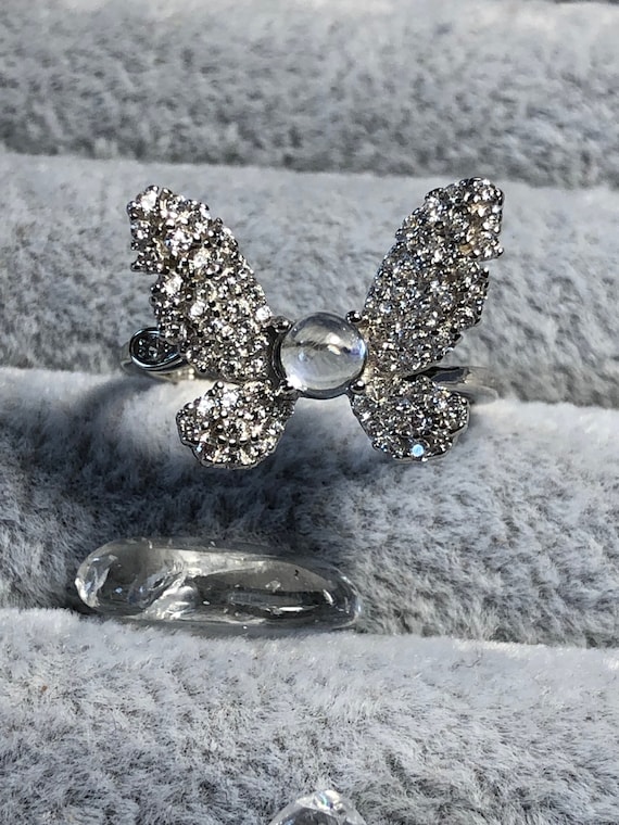 Bague Papillon Pour Femme En Alliage Et Strass - Or Rose - Taille Ajustable - Cadeau Délicat