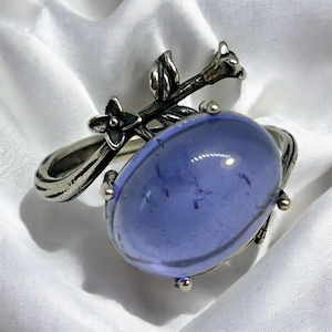 Sterling Silver Ring With Blue Fluorite Gemstone - 925 - Adjustable - Gift Boxed