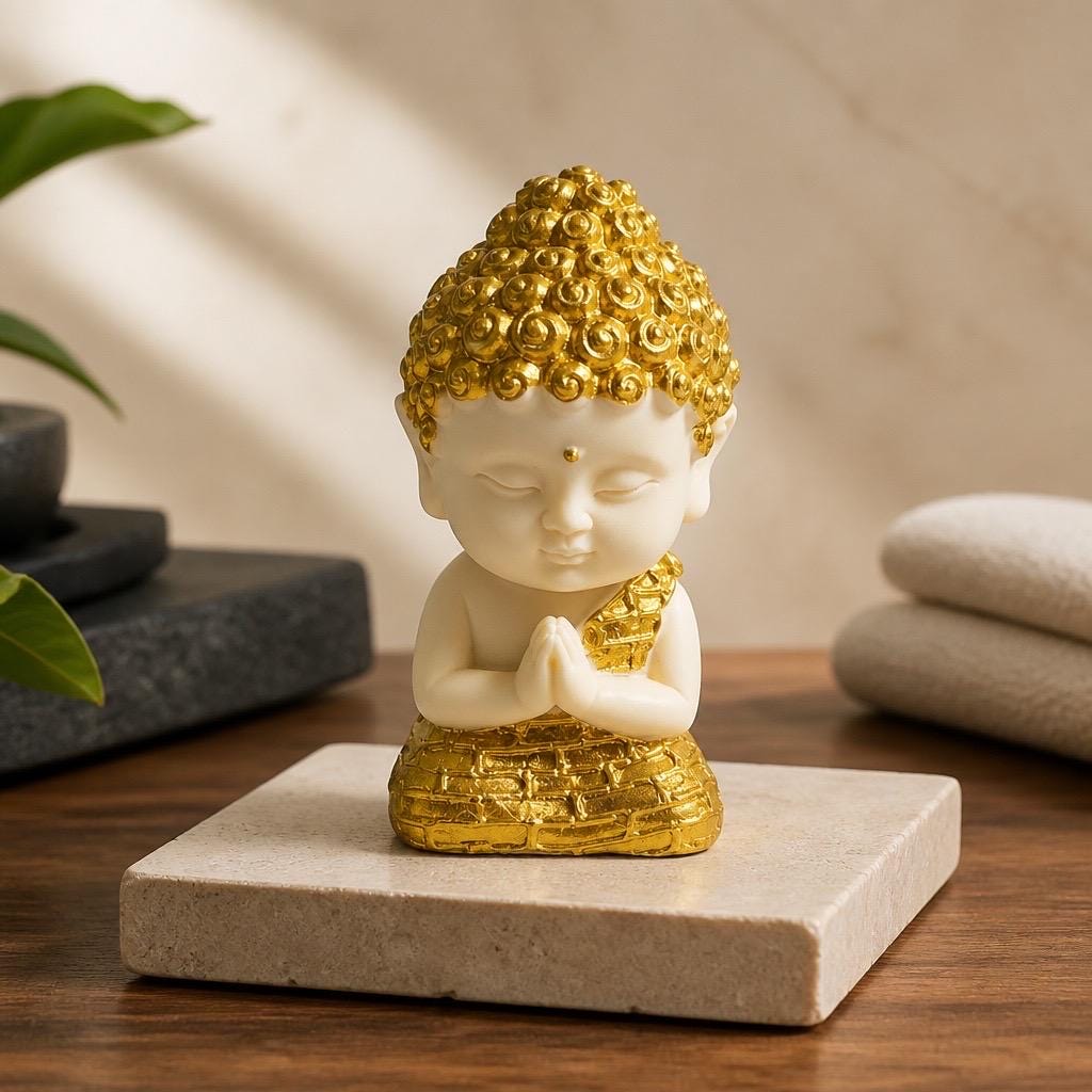 Buddha With Snails Ornament - With Gold Metallic Detail - Tagua