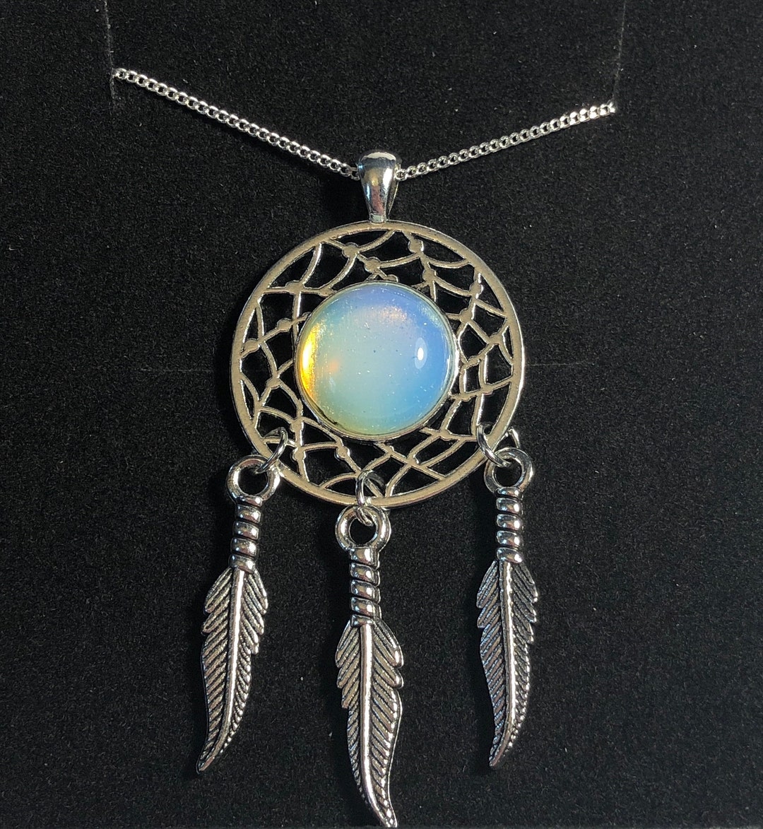 Ciondolo Portafortuna In Opalite E Argento 925 Placcato – Fatto A Mano, Regalo