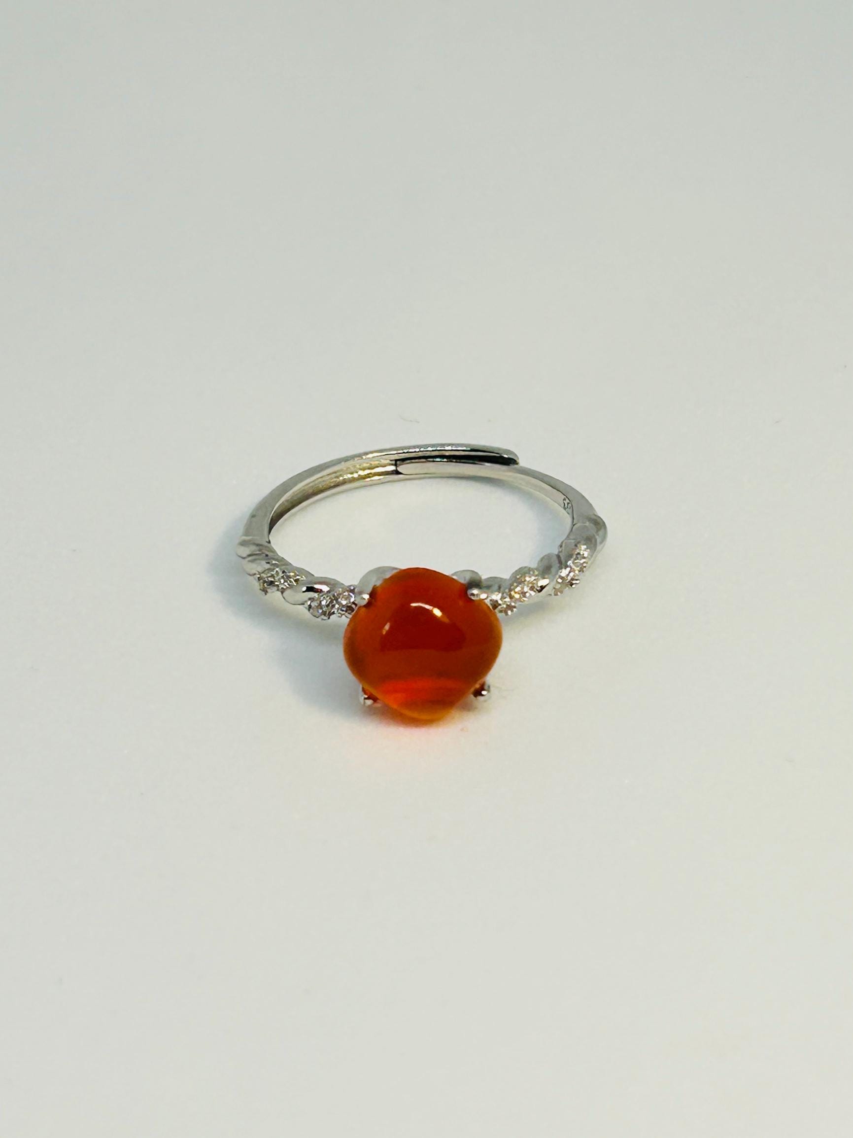 Anello Artigianale In Argento 925 Con Agata Arancione - Fatto A Mano In India - Foto 2