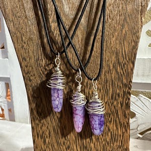 Boho, Fairycore, Sterling Silver Wrapped , Semi Precious Dragon&#39;s Vein Agate Stone Pendant, Christmas Gift