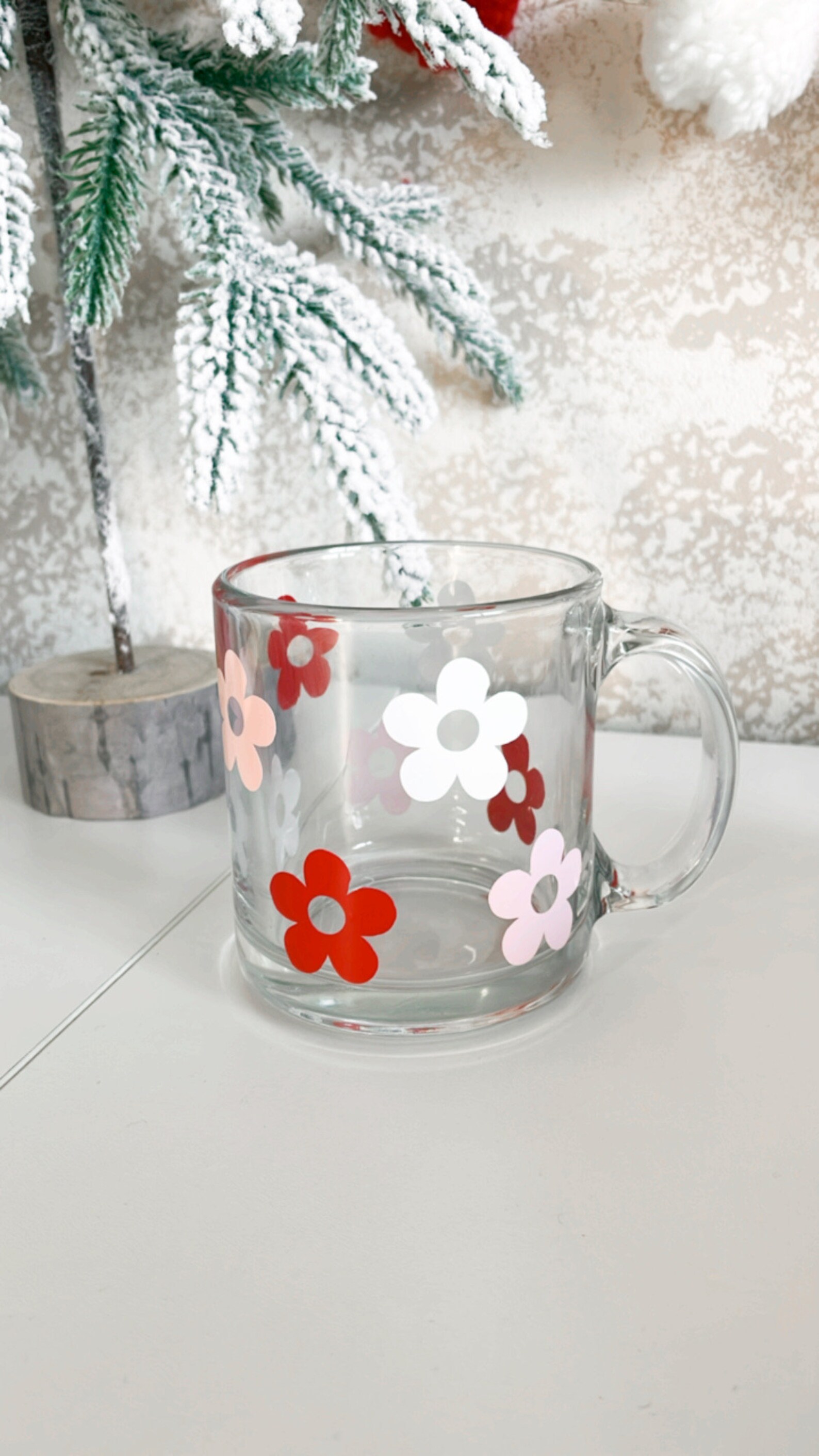 Personalized Retro Flower Glass Cup Iced Coffee Glass Etsy