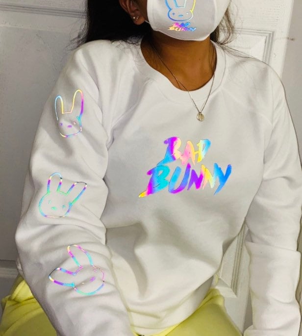 Bad Bunny Reflective Sweatshirt Benito Dakiti Bad Bunny Etsy