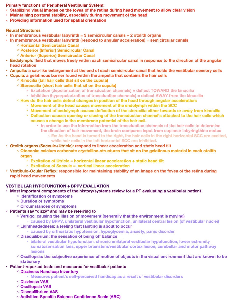 Vestibular Study Guide PT School Vestibular Dysfunction Study Guide - Etsy
