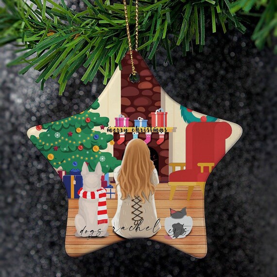 girl and dog ornament