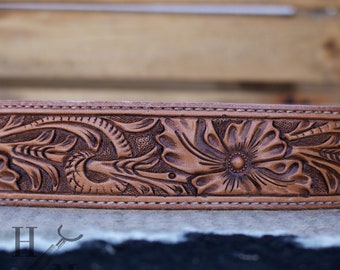 Carved Leather Belt Etsy