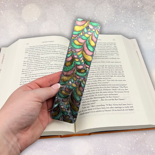 Beautiful Handmade Color Changing Watercolor Bookmark - Ideal Gift for Avid Readers, Art Deco Inspired, Teacher Appreciation gift