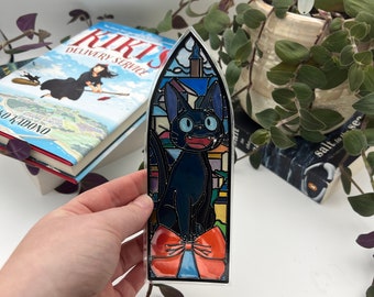 Stained Glass Window Jiji bookmark – Fantasy And Adventure Time Studio Ghibli Inspired Bookmark, Kiki's Delivery Service