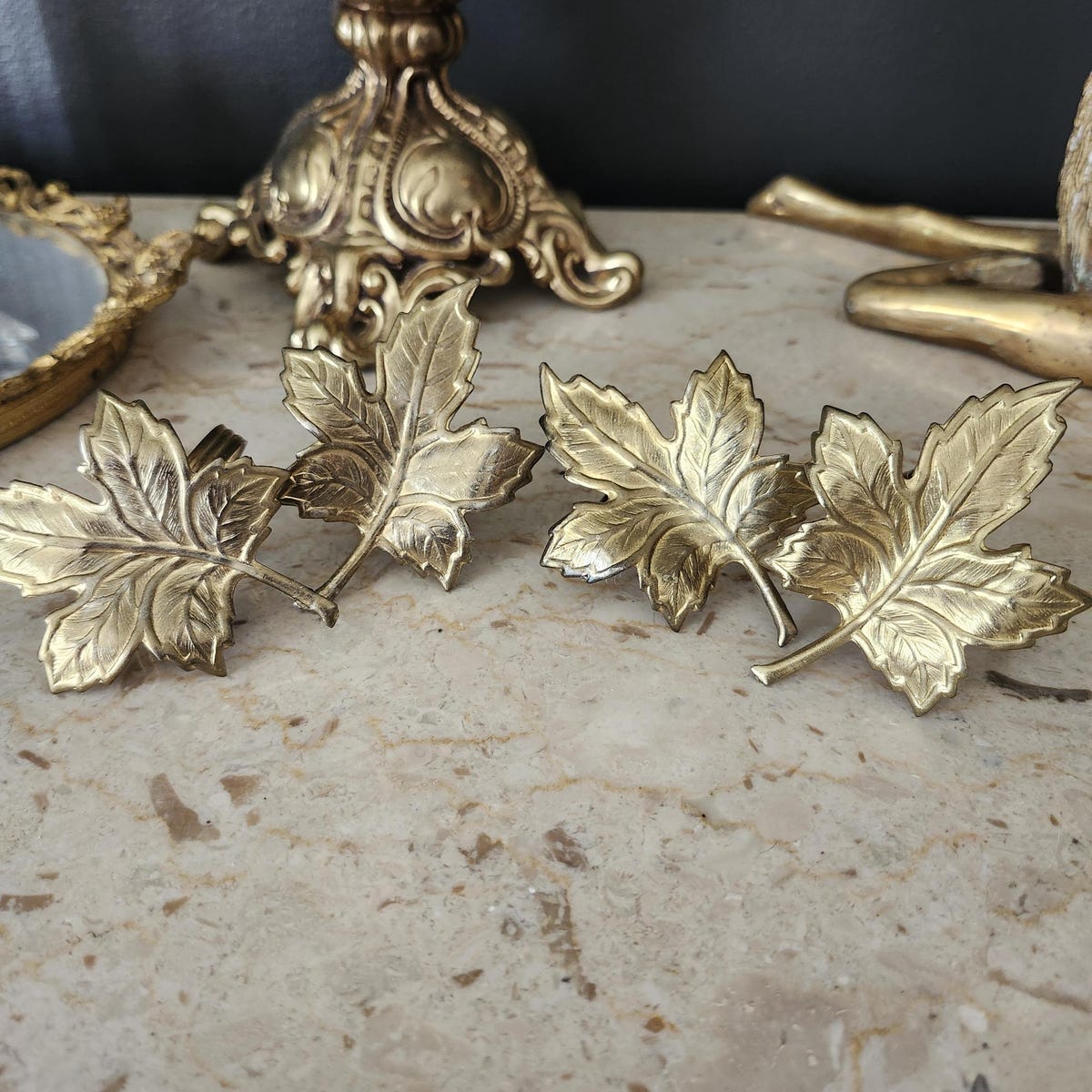 Vintage Metal Gold Leaf Napkin Holders Set of 4 - Etsy