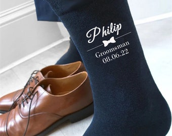 Chaussettes de fête de mariage, cadeaux de garçons d'honneur, chaussettes de garçons d'honneur personnalisées, chaussettes pour hommes personnalisées, chaussettes meilleur homme pour lui, chaussettes père de la mariée/marié