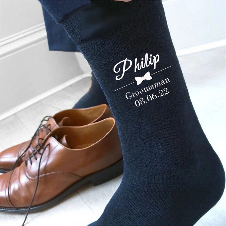Wedding Party Socks,Groomsmen Gifts,Custom Groomsmen Socks,Personalized Mens Socks,Best Man Socks For Him,Father of the Bride/Groom Socks image 1